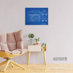 "Artery8 Panzer VIII Maus Super Heavy Tank Blueprint Canvas Wall Art Print in Blue - Size: W18"" x H24""" - thumbnail 3