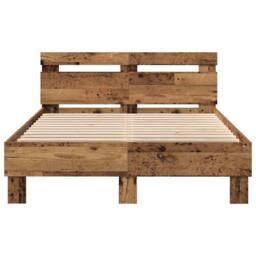 Berkfield Home Engineered Wood Bed Frame Old wood Engineered wood 120 x 190 cm in Brown - thumbnail 7