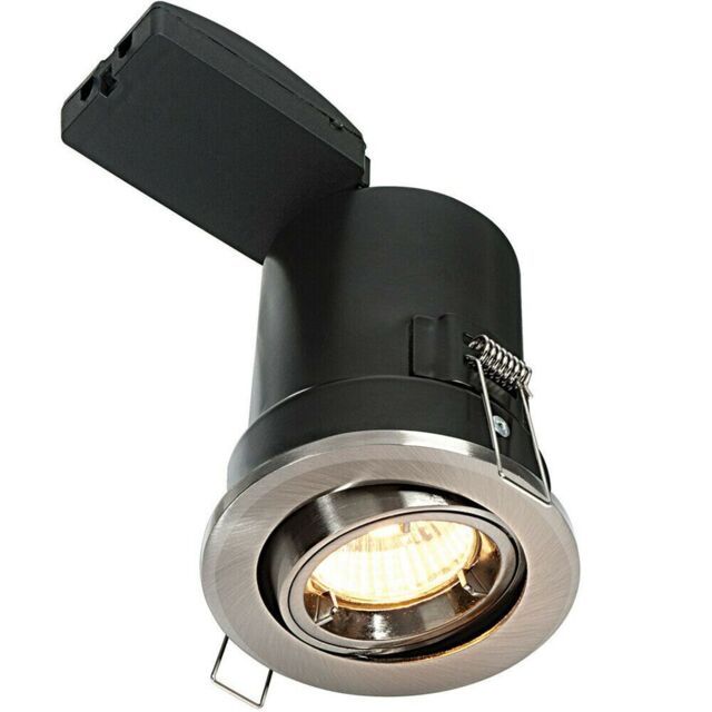 Loops FIRE RATED GU10 Lamp Ceiling Down Light Nickel PUSH FIT FAST FIX Adjustable Tilt in Metallics - image 1