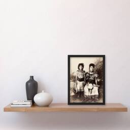 Artery8 Burton Brothers Photograph of Samoan Princesses Framed Wall Art Print in Brown - Size: A4 - thumbnail 4