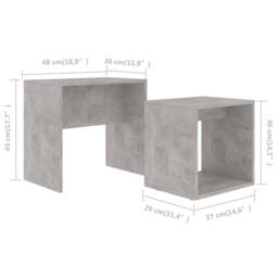 Berkfield Home Sturdy Coffee Table Set Concrete Grey 48x30x45 cm Engineered Wood - Size: 48 x 30 x 45 cm - thumbnail 6