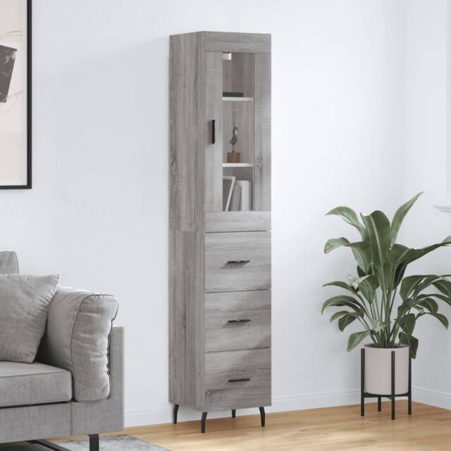 Berkfield Home Highboard Grey Sonoma 34.5x34x180 cm Engineered Wood - image 1