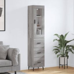 Berkfield Home Highboard Grey Sonoma 34.5x34x180 cm Engineered Wood - thumbnail 1