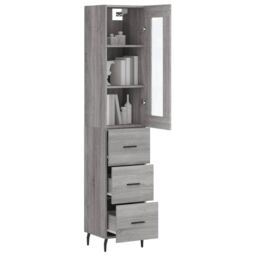 Berkfield Home Highboard Grey Sonoma 34.5x34x180 cm Engineered Wood - thumbnail 3