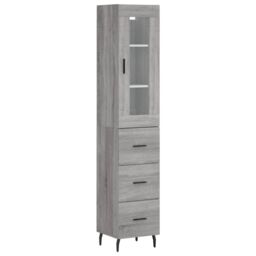 Berkfield Home Highboard Grey Sonoma 34.5x34x180 cm Engineered Wood - thumbnail 2