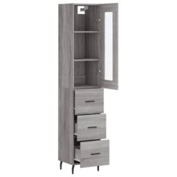 Berkfield Home Highboard Grey Sonoma 34.5x34x180 cm Engineered Wood - thumbnail 4