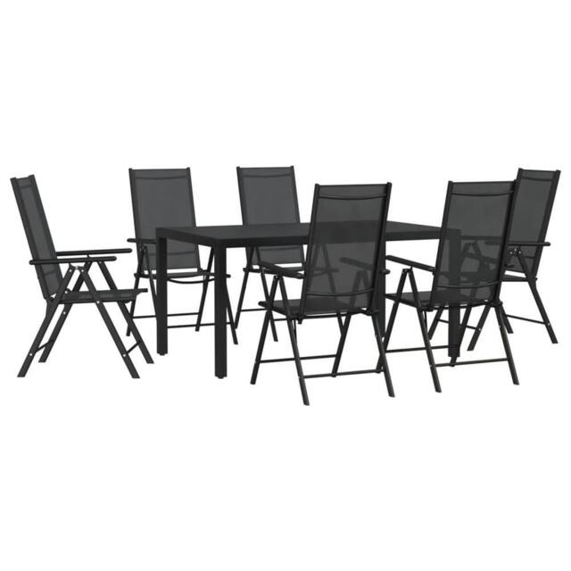 Berkfield Home 7 Piece Garden Dining Set Black Aluminium - image 1