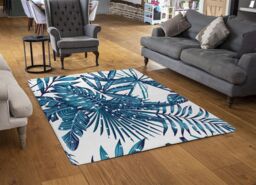 Benjamin Tate Design Snow Tropical Leaves Designer Rug in Natural - Size: Large - thumbnail 2