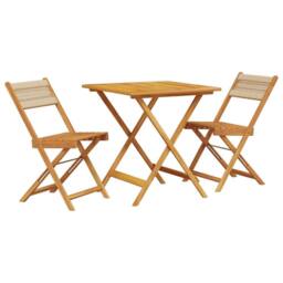 Berkfield Home Beautiful 3 Piece Bistro Set Beige Polypropylene & Solid Wood - thumbnail 3