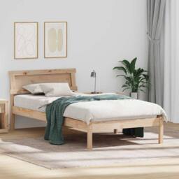 Berkfield Home Modern with LED Strip Lights with Headboard Brown 90 x 190 cm Sol in Light Tan - thumbnail 2