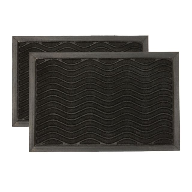 Nicola Spring Heavy Duty Door Mats - 60 x 40cm - Black Waves - Set of 2 - Size: 40 cm x 60 cm - image 1