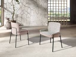 Angel Cerda Grey Fabric & Brown Velvet Dining Chair Darkened - thumbnail 3