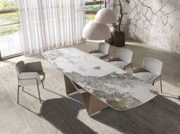 Angel Cerda Grey Fabric & Brown Velvet Dining Chair Darkened - thumbnail 4