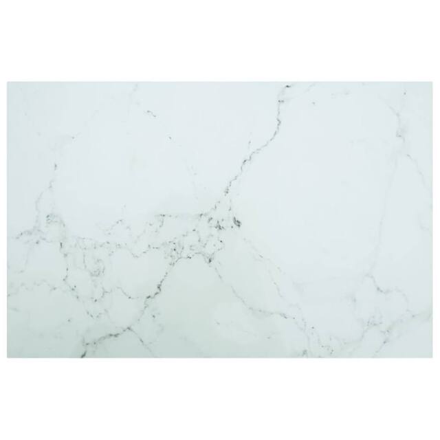 Berkfield Home Table Top White 100x62 cm 8mm Tempered Glass with Marble Design - image 1