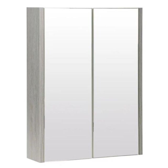 Clifton Silver Oak Mirror Bathroom Cabinet 500mm Wide in Light Grey - image 1
