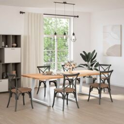 Berkfield Home Dining Table Legs V-Shape 3 pcs White 90x(72-73.3) cm Steel - thumbnail 2