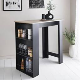 EONLION Breakfast Bar Dining Table 3-Tier Storage Rack in Black - Size: 100 cm - thumbnail 3