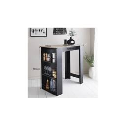 EONLION Breakfast Bar Dining Table 3-Tier Storage Rack in Black - Size: 100 cm - thumbnail 2