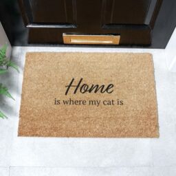 Artsy Mats Home Is Where My Cat Is Coir Doormat (60 x 40cm) in Brown - Size: 40 cm x 60 cm - thumbnail 1