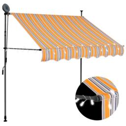 Berkfield Home Manual Retractable Awning with LED 150 cm Yellow & Blue - thumbnail 2