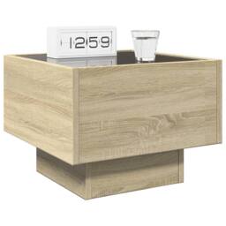 Berkfield Home Decorative Bedside Table with Infinity LED Sonoma Oak 40x40x30 cm in Natural - Size: 40 x 40 x 30 cm - thumbnail 5