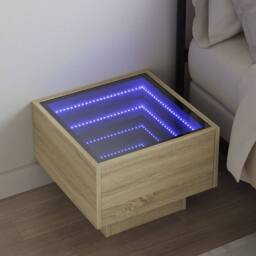 Berkfield Home Decorative Bedside Table with Infinity LED Sonoma Oak 40x40x30 cm in Natural - Size: 40 x 40 x 30 cm - thumbnail 2