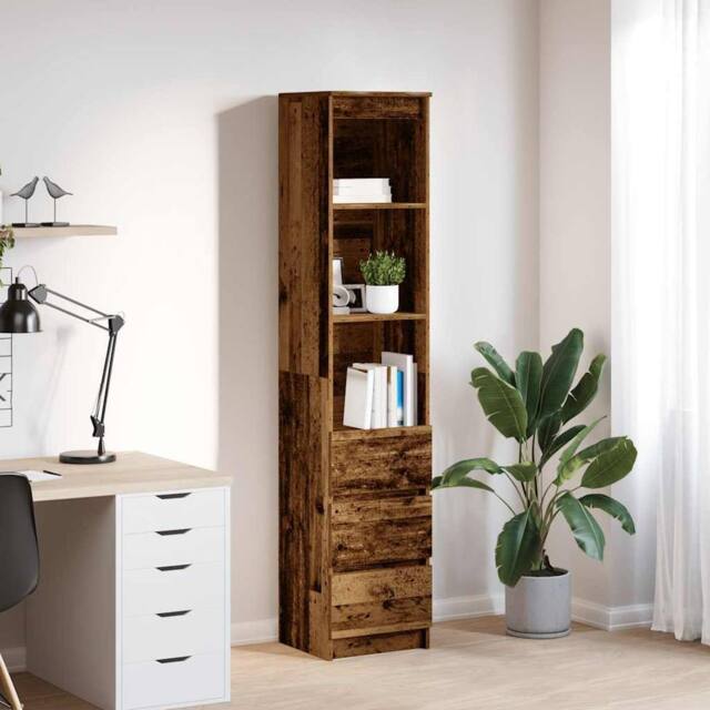 Berkfield Home Highboard Old Wood 37.5x35x180 cm Engineered Wood in Brown - image 1