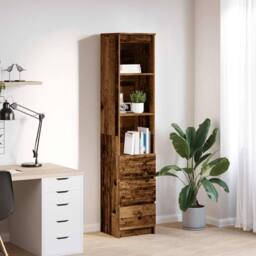 Berkfield Home Highboard Old Wood 37.5x35x180 cm Engineered Wood in Brown - thumbnail 1