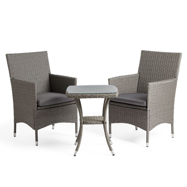 VonHaus 3 Piece Rattan Effect Garden Bistro Set for 2 in Grey - image 1
