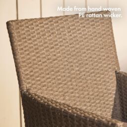 VonHaus 3 Piece Rattan Effect Garden Bistro Set for 2 in Grey - thumbnail 3
