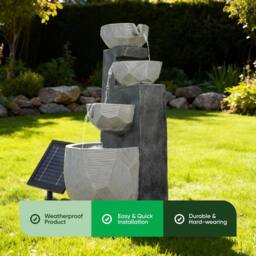 Gardenwize Solar Powered Garden Water Feature Decorative Outdoor Water Fountain in Grey - thumbnail 3