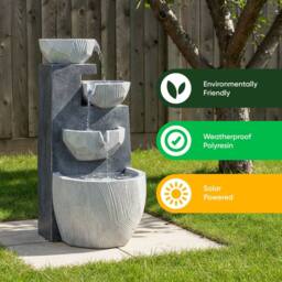 Gardenwize Solar Powered Garden Water Feature Decorative Outdoor Water Fountain in Grey - thumbnail 4