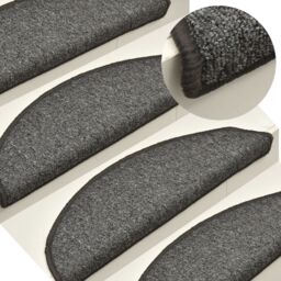 Berkfield Home Carpet Stair Treads 15 pcs Dark Grey 56x17x3 cm - Size: Medium - thumbnail 1