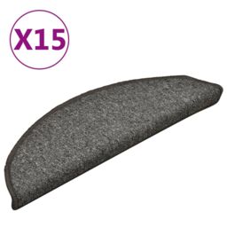 Berkfield Home Carpet Stair Treads 15 pcs Dark Grey 56x17x3 cm - Size: Medium - thumbnail 2