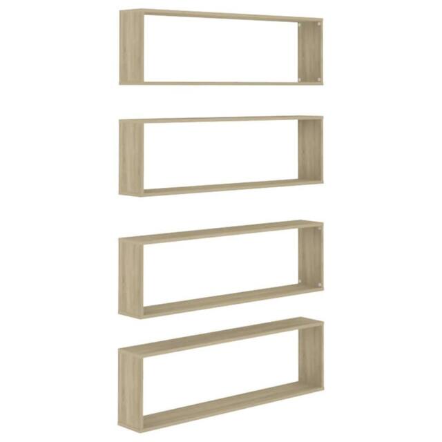 Berkfield Home Wall Cube Shelf 4 pcs Sonoma Oak 100x15x30 cm Engineered Wood in Light Tan - Size: 100 x 15 x 30 cm - image 1