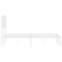 Berkfield Home Metal Bed Frame with Headboard White 120x200 cm - Size: Small Double - thumbnail 6