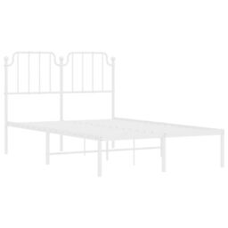 Berkfield Home Metal Bed Frame with Headboard White 120x200 cm - Size: Small Double - thumbnail 4