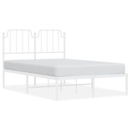 Berkfield Home Metal Bed Frame with Headboard White 120x200 cm - Size: Small Double - thumbnail 2