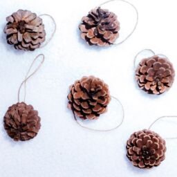 mysmartbuy Set of 12 Pinecone Christmas Tree Decorations with Hanging Loop - Festive Xmas Rustic Pine Cone Bauble Home Décor in Brown - thumbnail 4