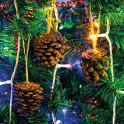 mysmartbuy Set of 12 Pinecone Christmas Tree Decorations with Hanging Loop - Festive Xmas Rustic Pine Cone Bauble Home Décor in Brown - thumbnail 2