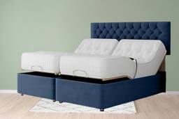 PARADISE BEDS LTD Sleep Majesty Electric Adjustable Bed Set in Dark Blue - Size: Double - thumbnail 1