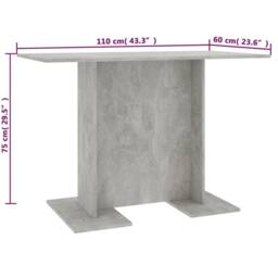 Berkfield Home Dining Table Concrete Grey 110x60x75 cm Engineered Wood - Size: 110 x 60 x 75 cm - thumbnail 6