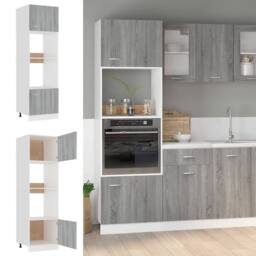 Berkfield Home Microwave Cabinet Grey Sonoma 60x57x207 cm Engineered Wood - Size: 60 x 57 x 207 cm - thumbnail 2