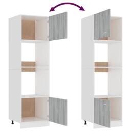 Berkfield Home Microwave Cabinet Grey Sonoma 60x57x207 cm Engineered Wood - Size: 60 x 57 x 207 cm - thumbnail 7