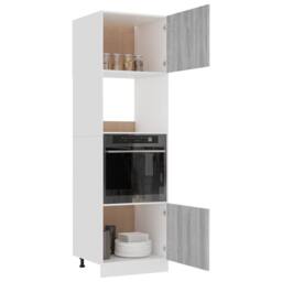 Berkfield Home Microwave Cabinet Grey Sonoma 60x57x207 cm Engineered Wood - Size: 60 x 57 x 207 cm - thumbnail 4