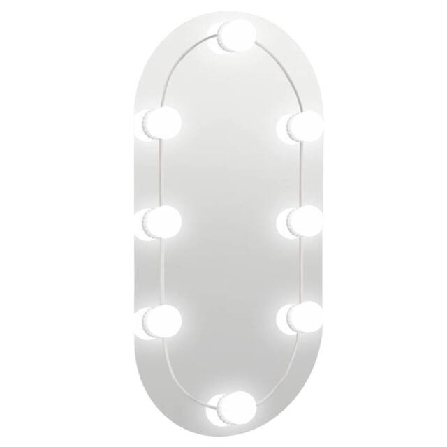 Berkfield Home Mirror with LED Lights 60x30 cm Glass Oval in Silver - image 1