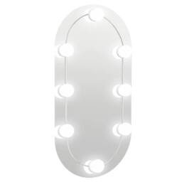 Berkfield Home Mirror with LED Lights 60x30 cm Glass Oval in Silver