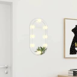Berkfield Home Mirror with LED Lights 60x30 cm Glass Oval in Silver - thumbnail 3
