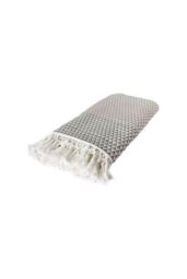 nielsen Dana Throw Blanket With Boho Tassles Yellow & Taupe 150 x 200cm in Grey - Size: 150 cm x 200 cm - thumbnail 1