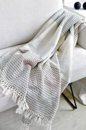 nielsen Dana Throw Blanket With Boho Tassles Yellow & Taupe 150 x 200cm in Grey - Size: 150 cm x 200 cm - thumbnail 4